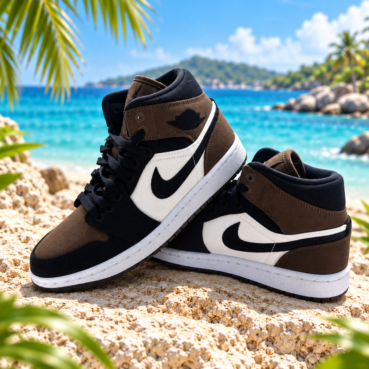 Chaussures Jordan 1 Mid Olive Toe - Neuve & Authentique
